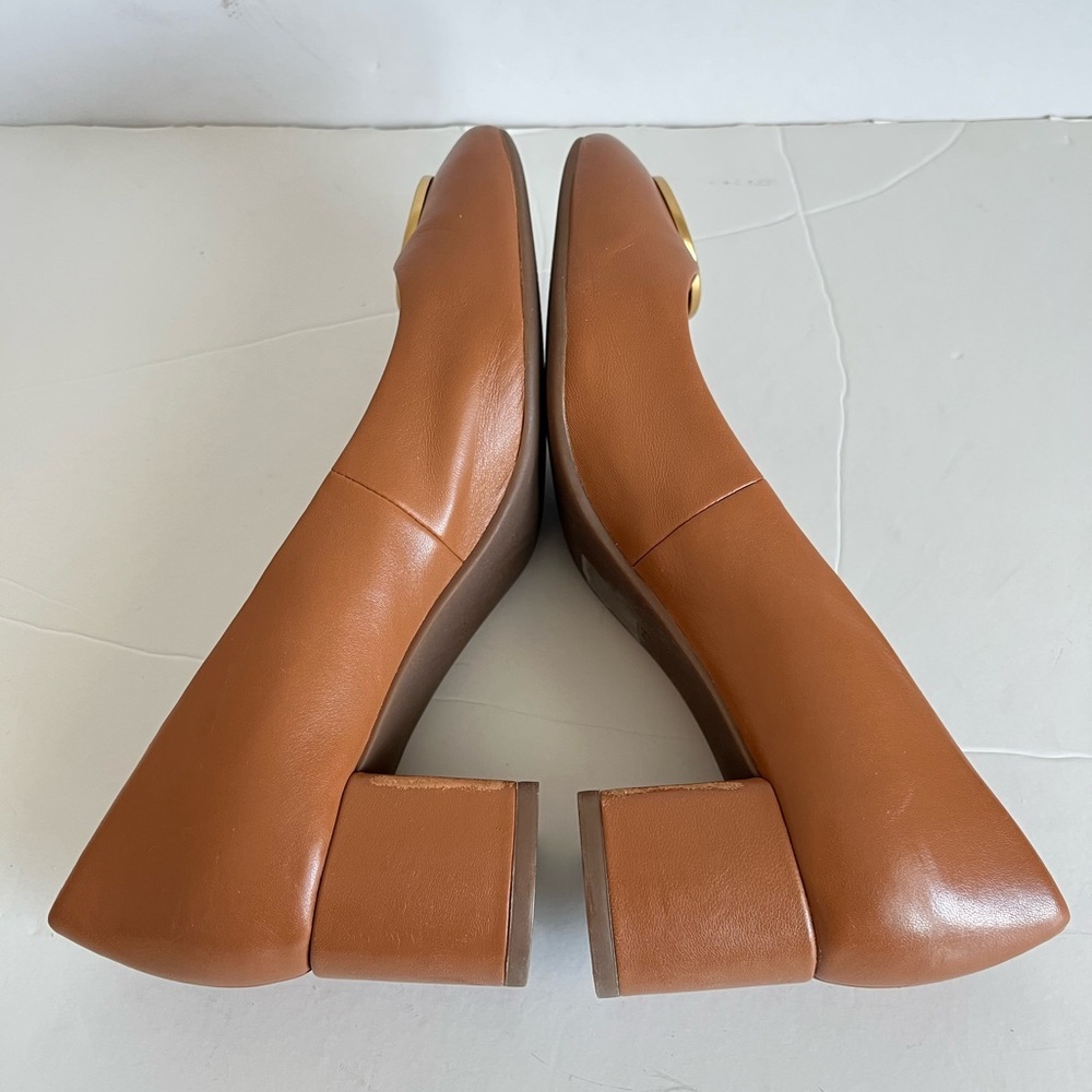 Tory Burch Tan Leather Block Heel Pumps Size 7.5 - Picture 5 of 11